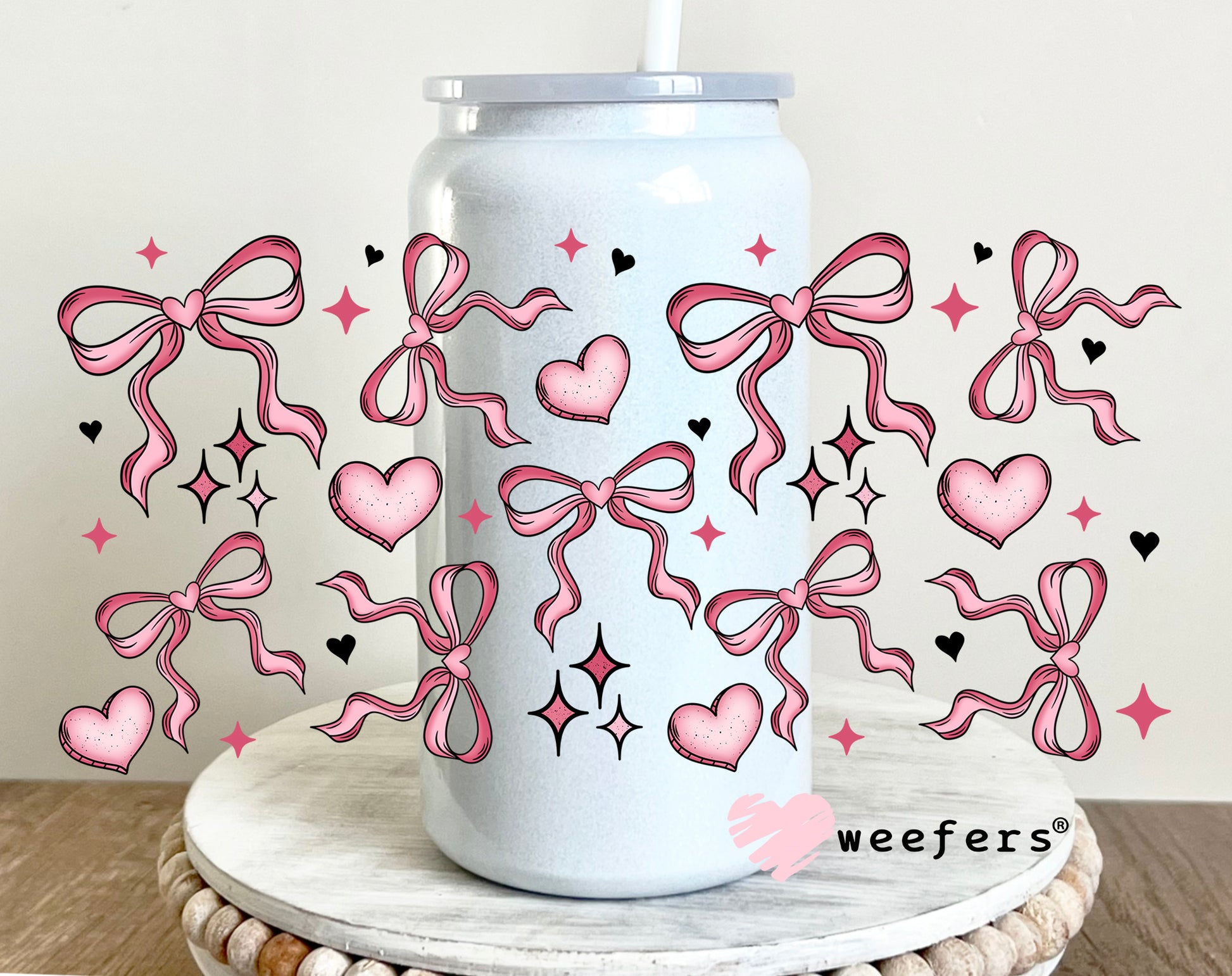 Coquette Bows and Hearts UV DTF Cup Wrap - Weefers