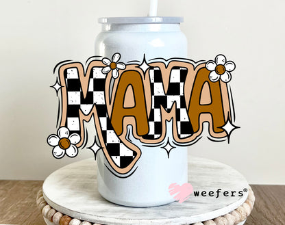 Mama Checkered Brown UV DTF 16oz Decal