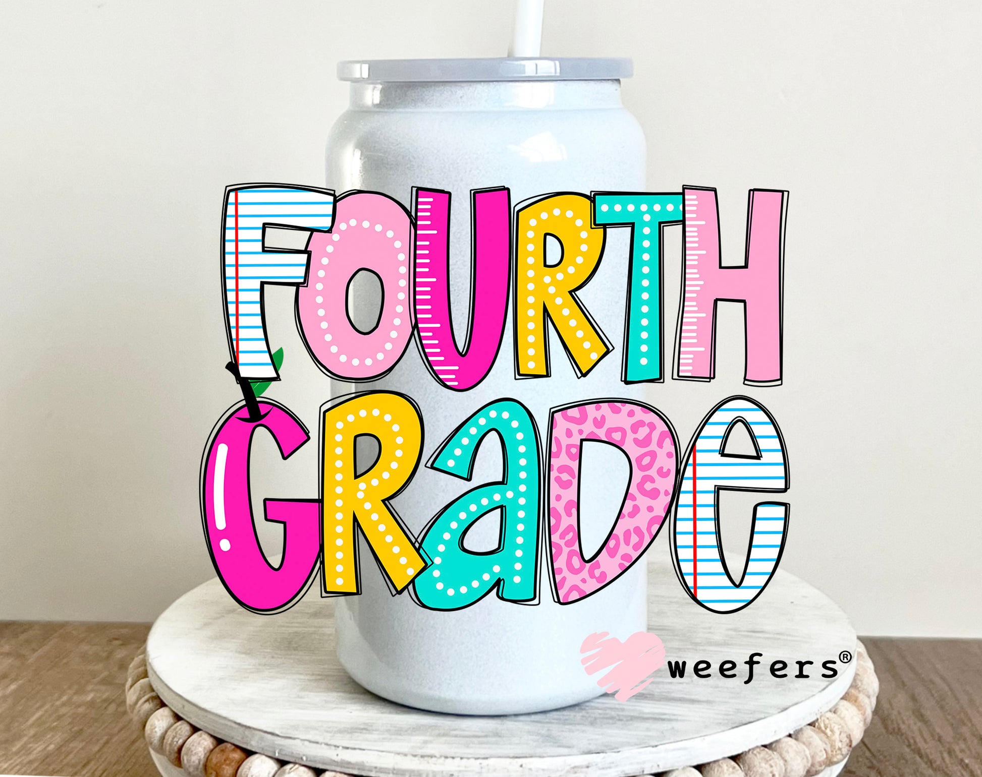 Colorful Fourth Grade UV DTF 16oz Decal