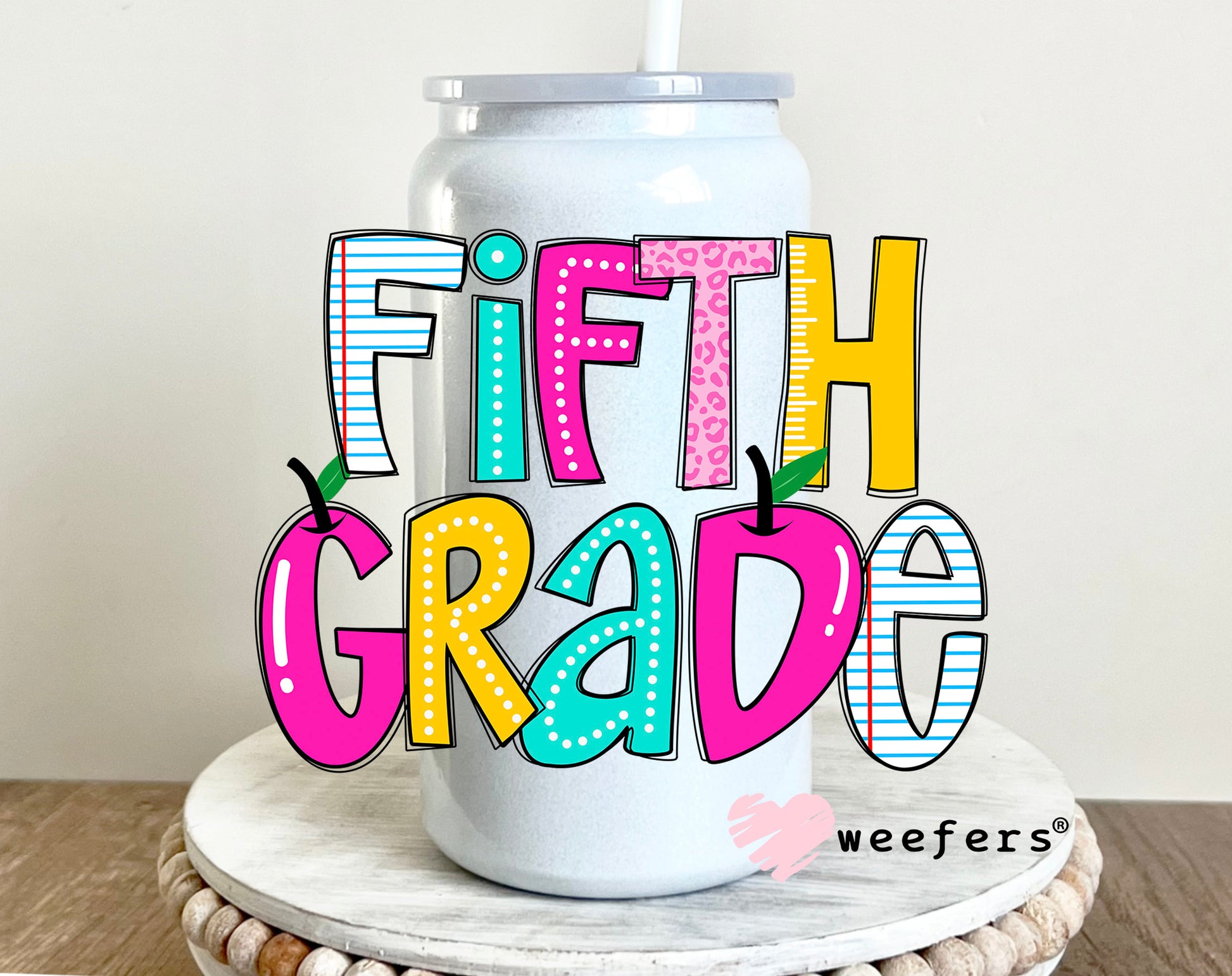 Colorful Fifth Grade UV DTF 16oz Decal