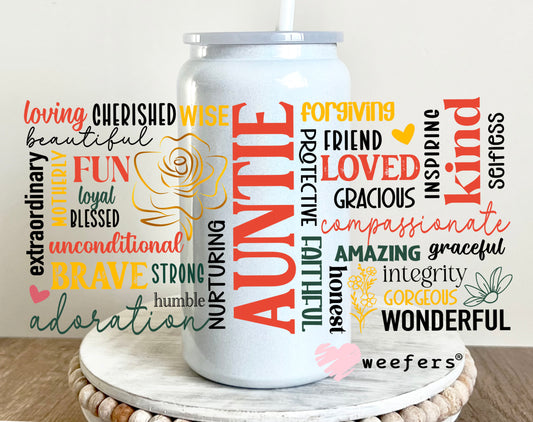 Auntie Affirmation Quotes UV DTF 16oz Cup Wrap