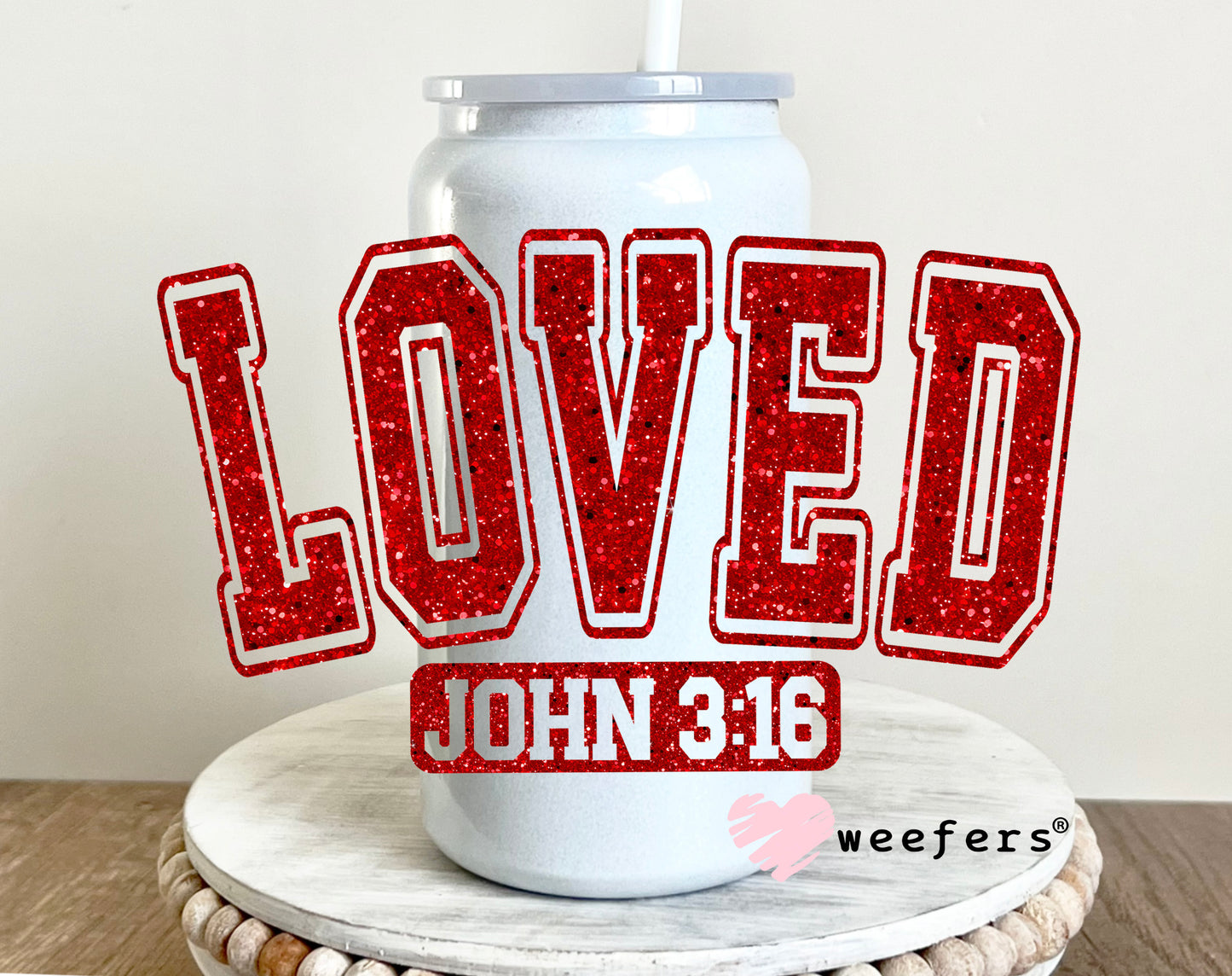 Loved John 3:16 Red UV DTF 16oz Decal