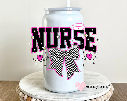 Nurse Pink Checkered UV DTF 16oz Decal