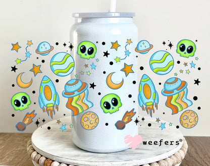 Aliens and Rocket Ships Kids UV DTF 16oz Cup Wrap