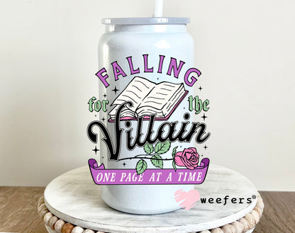 Falling for the Villain One page at a Time UV DTF 16oz Decal