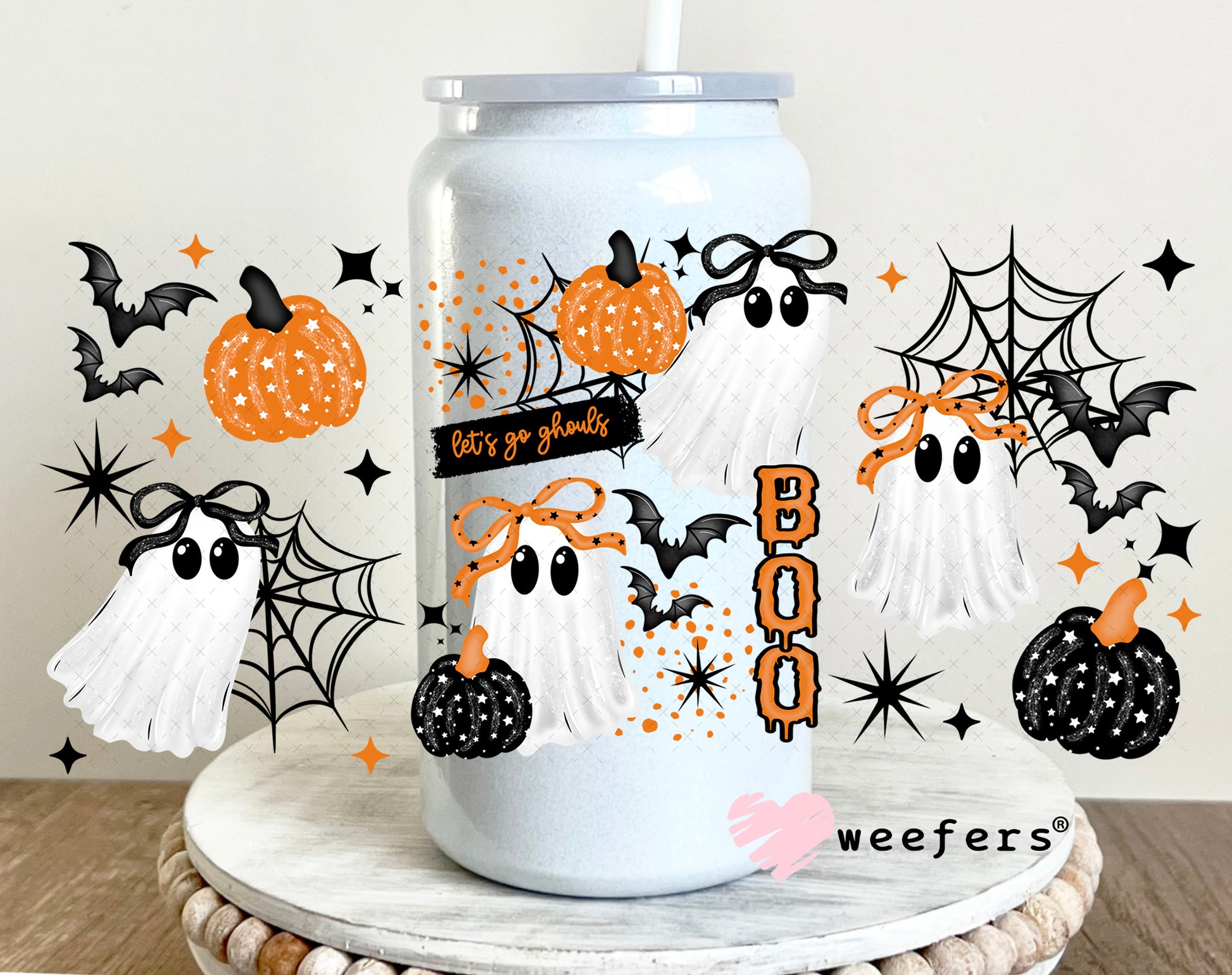 Lets go Ghouls UV DTF Cup Wrap 16oz Glass Can Generic Weefers