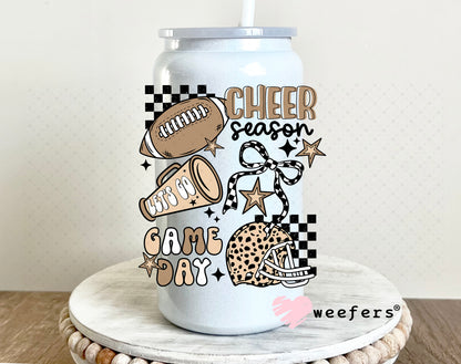 Cheer Season Game Day Megaphone UV DTF Decal 16oz Glass Can Generic Weefers