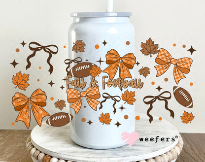 Fall and Football UV DTF Cup Wrap 16oz Glass Can Generic Weefers