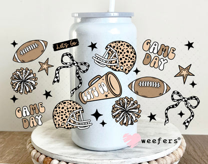 Lets Go Game Day Football Megaphone UV DTF Cup Wrap 16oz Glass Can Generic Weefers