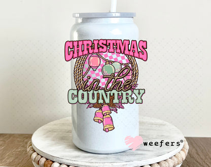 Christmas Country UV DTF Decal 16oz Glass Can Generic Weefers