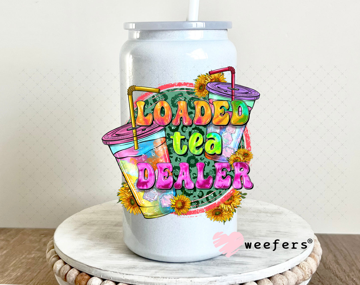 Loaded Tea Dealer UV DTF Decal 16oz Glass Can Generic Weefers