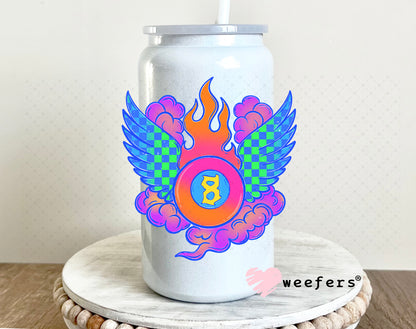 Purple Teal Eightball Wings UV DTF Decal 16oz Glass Can Generic Weefers