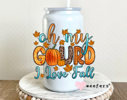 Oh My Gourd I Love Fall UV DTF Decal 16oz Glass Can Generic Weefers