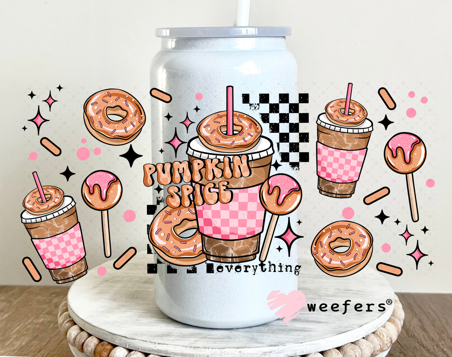 Pumpkin Spice UV DTF Cup Wrap 16oz Glass Can Generic Weefers