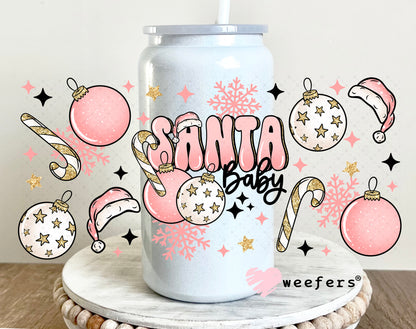 Santa Baby Christmas UV DTF Cup Wrap 16oz Glass Can Generic Weefers