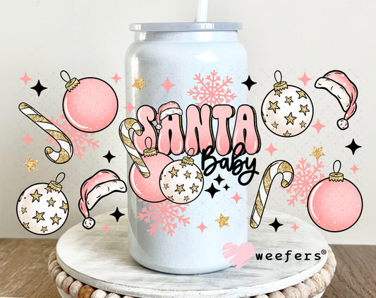 Santa Baby Christmas UV DTF Cup Wrap 16oz Glass Can Generic Weefers