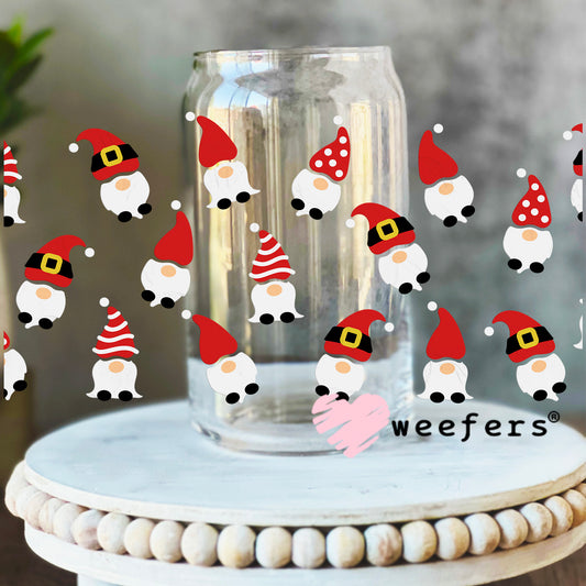 Santa Christmas Gnomes UV DTF Cup Wrap 16oz Libbey Glass Original Size Weefers