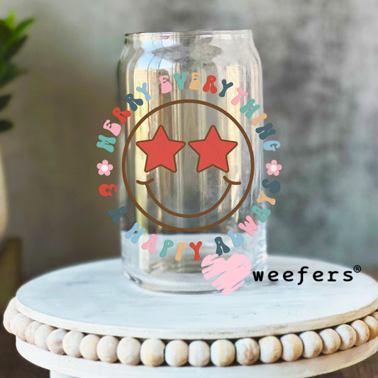 Merry Everything Christmas UV DTF Decal 16oz Libbey Glass Original Size Weefers