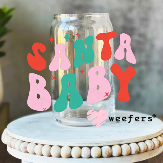 Santa Baby UV DTF Decal 16oz Libbey Glass Original Size Weefers