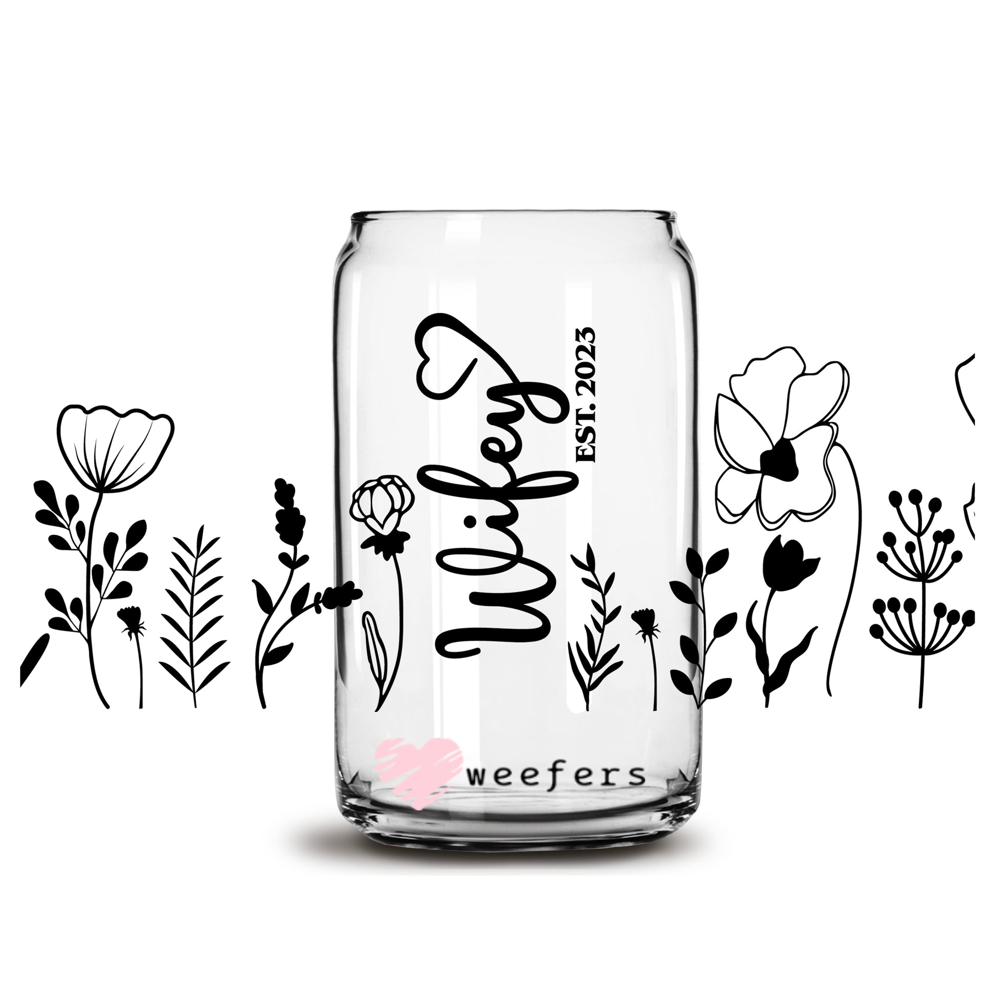 Custom Wifey Year 16oz or 20oz Libbey Glass Can UV DTF or Sublimation Cup Wrap Transfer - Weefers