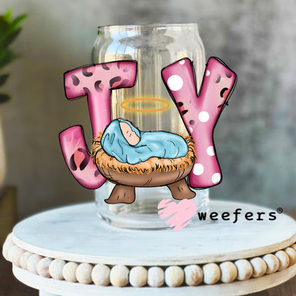 Joy Baby Jesus Christmas UV DTF Decal 16oz Libbey Glass Original Size Weefers