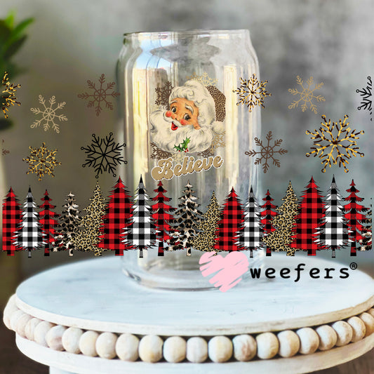 Vintage Santa Christmas UV DTF Cup Wrap 16oz Libbey Glass Original Size Weefers