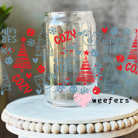 Cozy Winter Christmas UV DTF Cup Wrap 16oz Libbey Glass Original Size Weefers