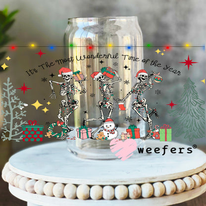 It's the Most Wonderful Time of the Year Christmas UV DTF Cup Wrap 16oz Libbey Glass Original Size Weefers