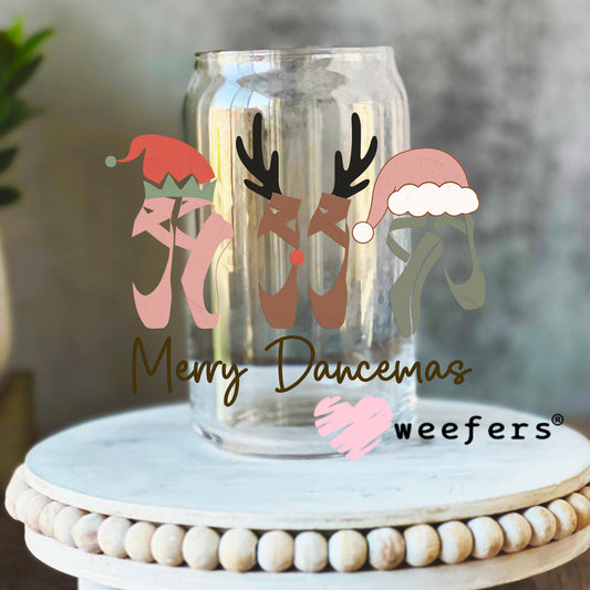Merry Dancemas Ballet Christmas UV DTF Decal 16oz Libbey Glass Original Size Weefers