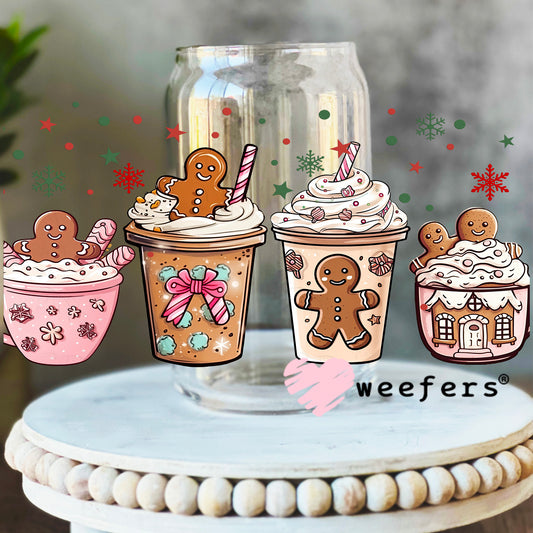 Gingerbread Hot Cocoa Cups Christmas UV DTF Cup Wrap 16oz Libbey Glass Original Size Weefers