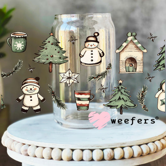 Vintage Christmas UV DTF Cup Wrap 16oz Libbey Glass Original Size Weefers