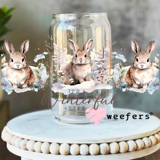 It's a Wonderful Life Christmas Bunnies UV DTF Cup Wrap 16oz Libbey Glass Original Size Weefers