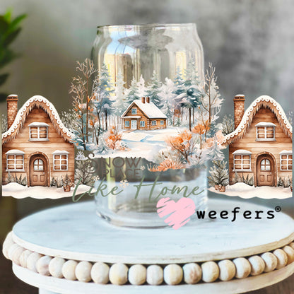 Snow Place Like Home Christmas Gingerbread UV DTF Cup Wrap 16oz Libbey Glass Original Size Weefers