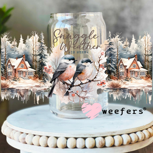 Snuggle Weather Christmas UV DTF Cup Wrap 16oz Libbey Glass Original Size Weefers