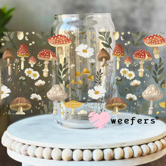 Mushroom Wonderland UV DTF Cup Wrap 16oz Libbey Glass Original Size Weefers