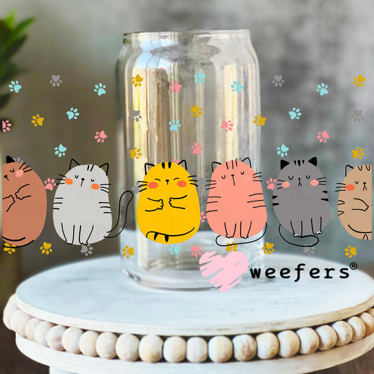 Cat Friends UV DTF Cup Wrap 16oz Libbey Glass Original Size Weefers