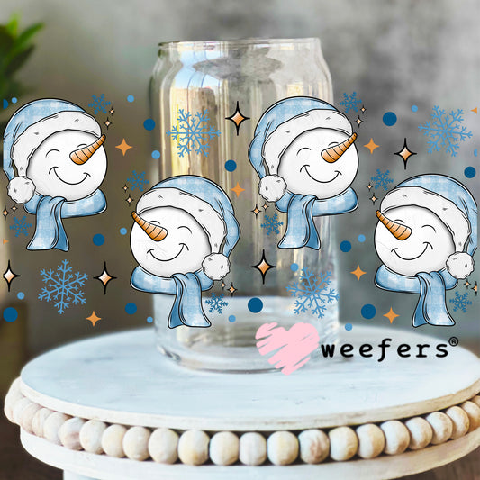 Happy Snowmen UV DTF Cup Wrap 16oz Libbey Glass Original Size Weefers