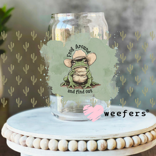 Frog Around and Find Out UV DTF Cup Wrap 16oz Libbey Glass Original Size Weefers