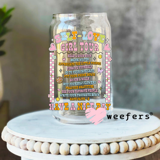 Self Love Girl Tour UV DTF Decal 16oz Libbey Glass Original Size Weefers