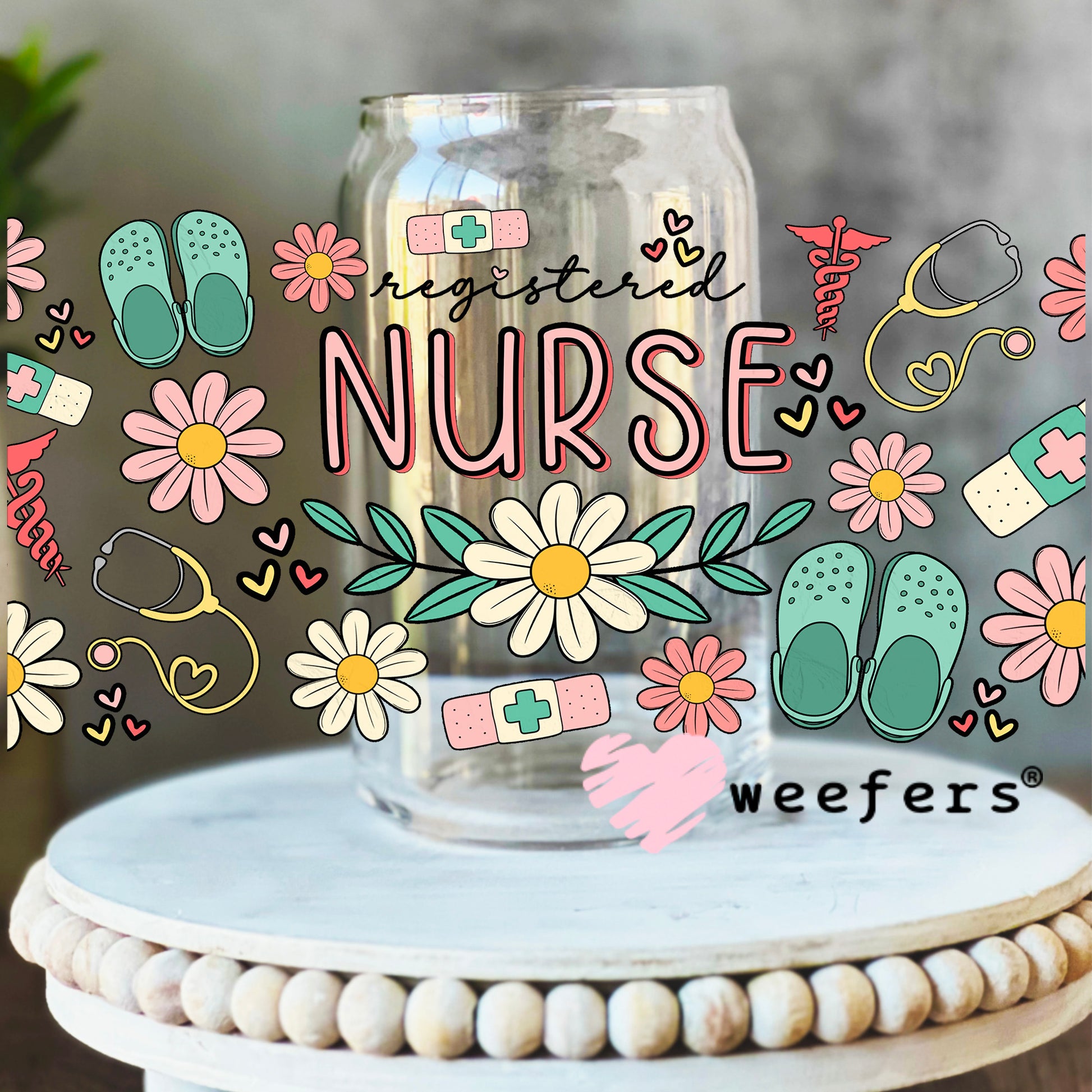 Registered Nurse UV DTF Cup Wrap 16oz Libbey Glass Original Size Weefers