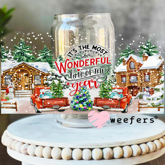 Most Wonderful Time of the Year UV DTF Cup Wrap 16oz Libbey Glass Original Size Weefers