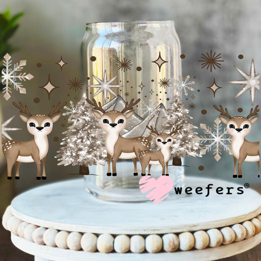 Reindeer Christmas Dreams UV DTF Cup Wrap 16oz Libbey Glass Original Size Weefers