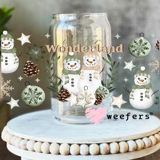 Winter Wonderland Green Vibes UV DTF Cup Wrap 16oz Libbey Glass Original Size Weefers