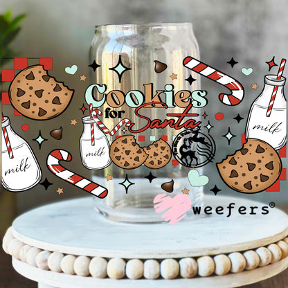Cookies for Santa UV DTF Cup Wrap 16oz Libbey Glass Original Size Weefers
