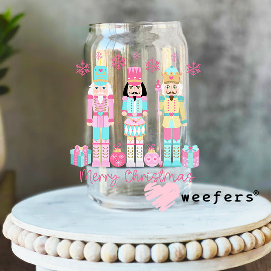 Nutcrackers Merry Christmas UV DTF Decal 16oz Libbey Glass Original Size Weefers
