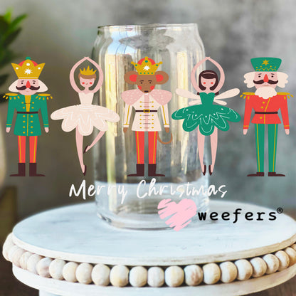 Merry Christmas Nutcrackers UV DTF Cup Wrap 16oz Libbey Glass Original Size Weefers
