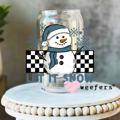 Let It Snow Blue UV DTF Decal 16oz Libbey Glass Original Size Weefers