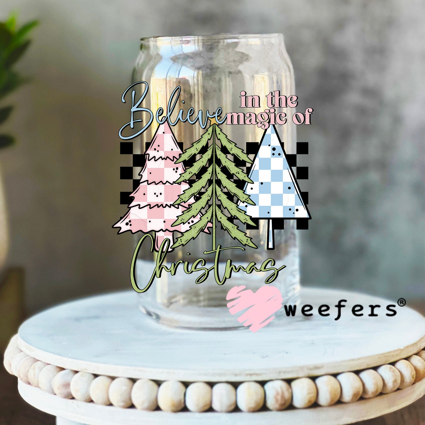 Believe in the Magic of Christmas UV DTF Decal 16oz Libbey Glass Original Size Weefers