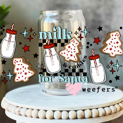 Milk and Cookies for Santa UV DTF Cup Wrap 16oz Libbey Glass Original Size Weefers