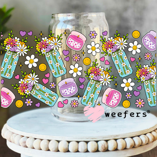 Flowers and Candles UV DTF Cup Wrap 16oz Libbey Glass Original Size Weefers